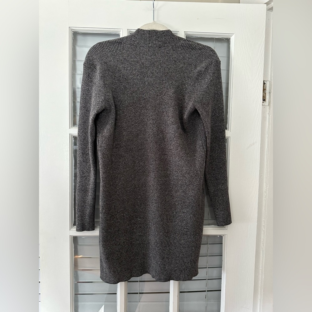 Loft Women’s M Gray Black Marble Knit Long Length Open Cardigan | SKU 0140 - Picture 2 of 6